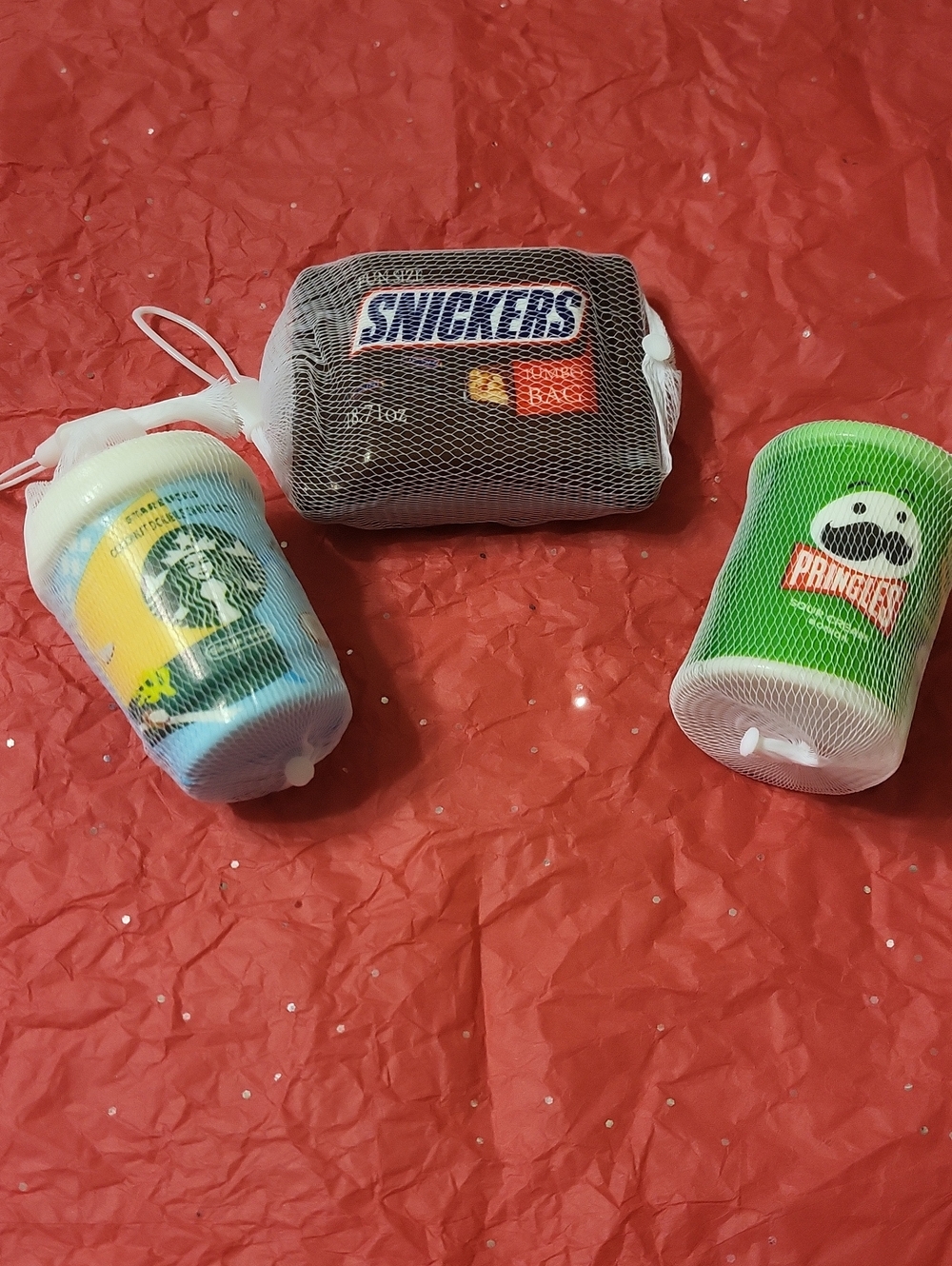 Trio Set Of Squishies,snickers,pringles,starbucks